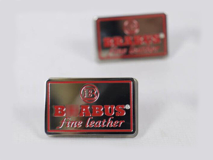 Mercedes-Benz Fine Leather Brabus Red Metal Seat Emblems Badges Logos Set